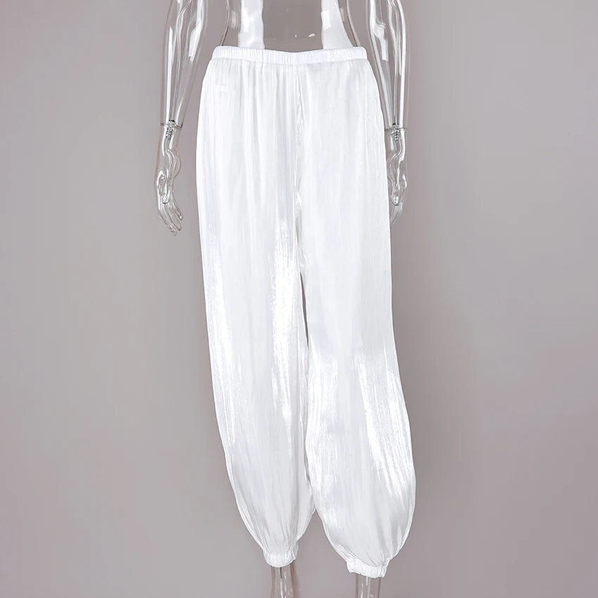 Pleated Wide-Leg Trousers - High Waist Loose Pants