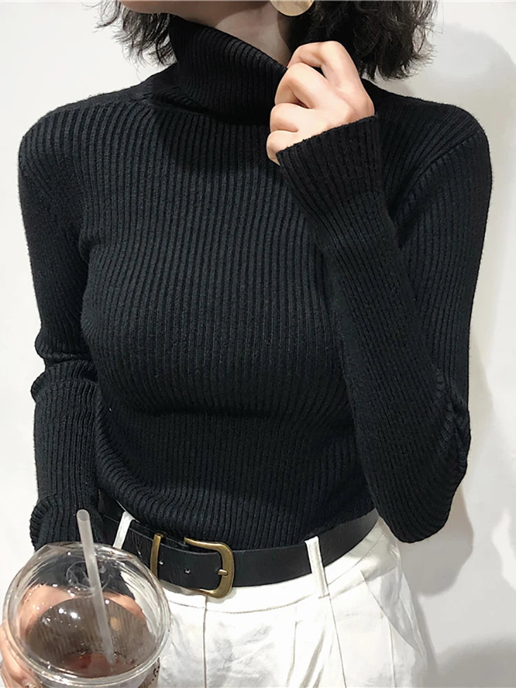Women's Turtleneck Sweater - Long Sleeve Pullover Knit Top