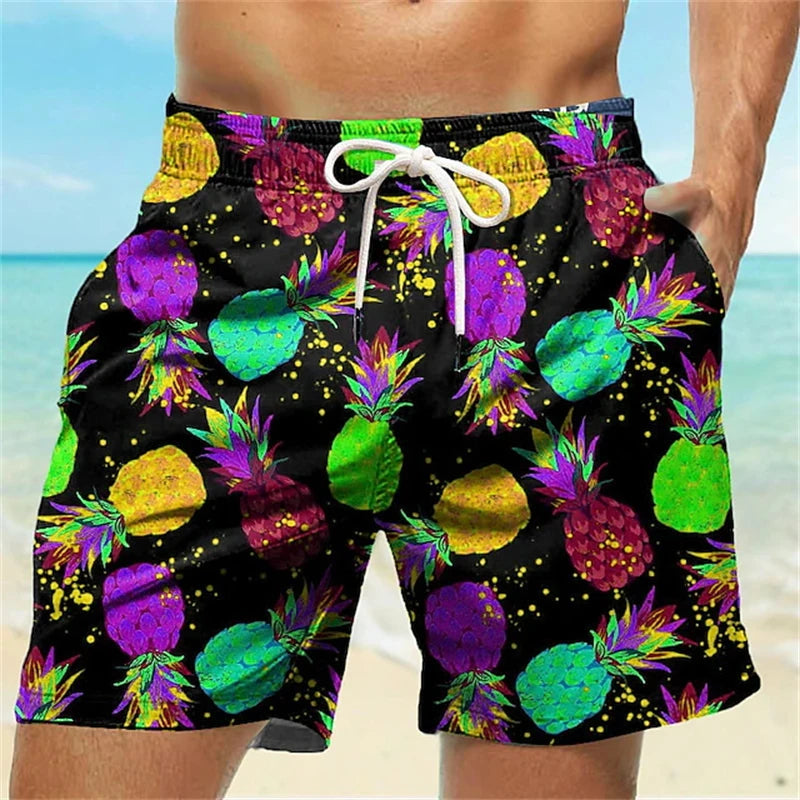 Graffiti Print Board Shorts - Lightweight Beach Swim Trunks - Style Fya26776
