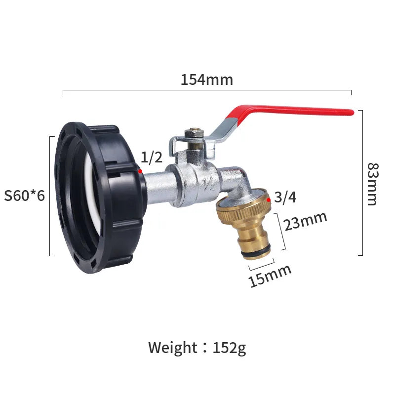 IBC Tank Tap Adapter - S60x6 Garden Hose Coupling Fitting - Style 3