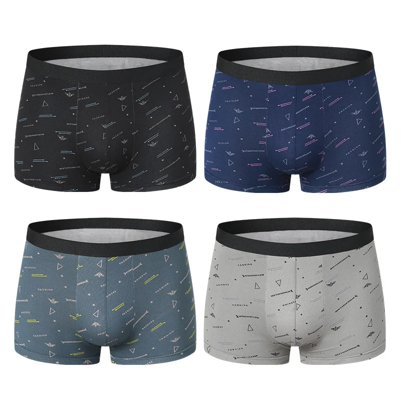 Men's Printed Boxer Shorts - 4-Pack Stretch Underwear