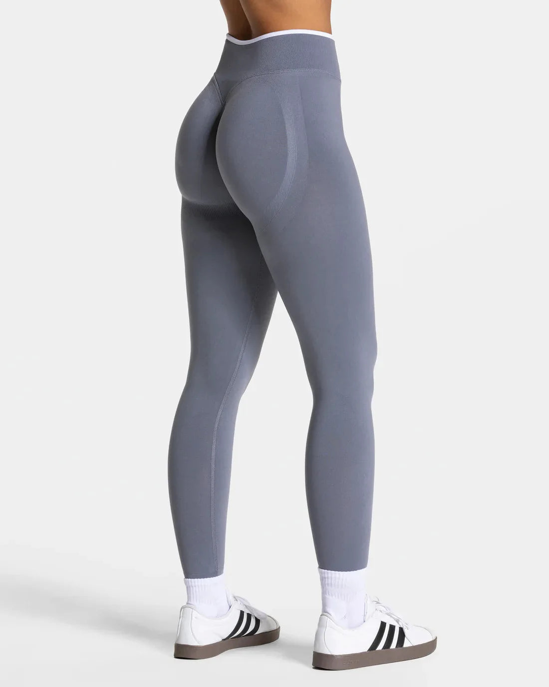Women's Colorblock Yoga Leggings - High Waist Workout Tights - Ice Gray