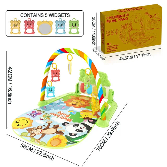 Baby Piano Play Gym - Music Activity Mat With Toy Bar - Set 13