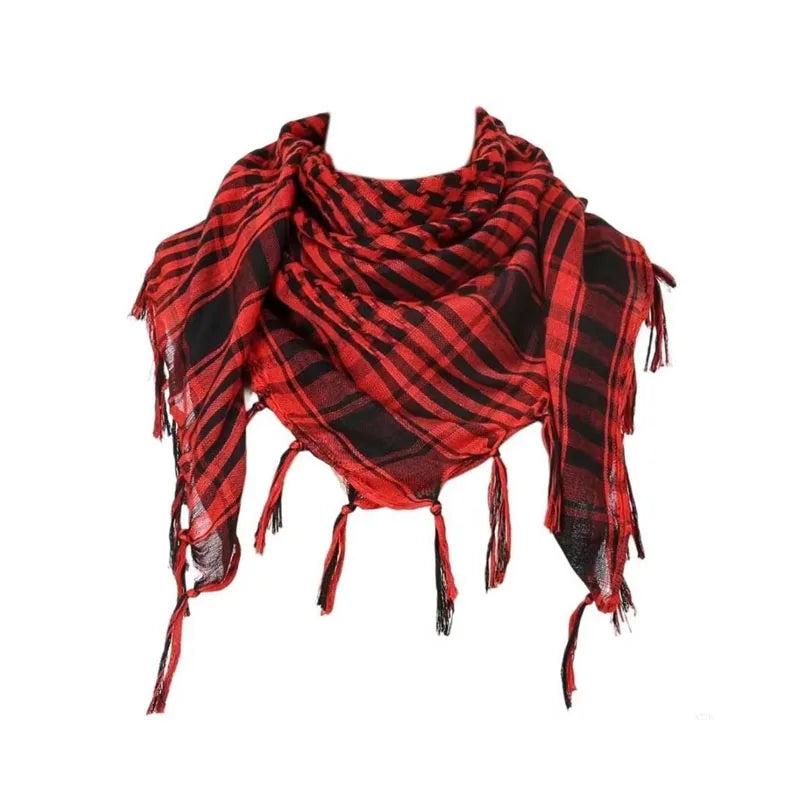 Keffiyeh Scarf Wrap - Lightweight Shemagh Head and Neck Scarf - 1 Piece-Red