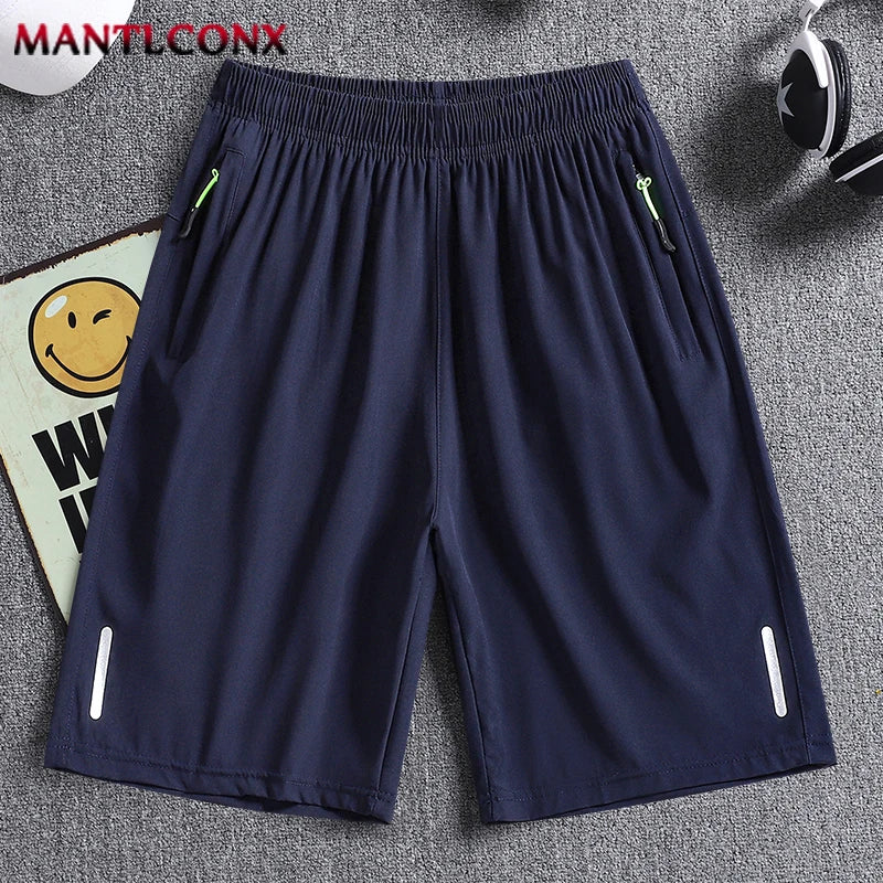 Men's Running Shorts - Elastic Waist Gym Training Bottoms - Dark Blue 001