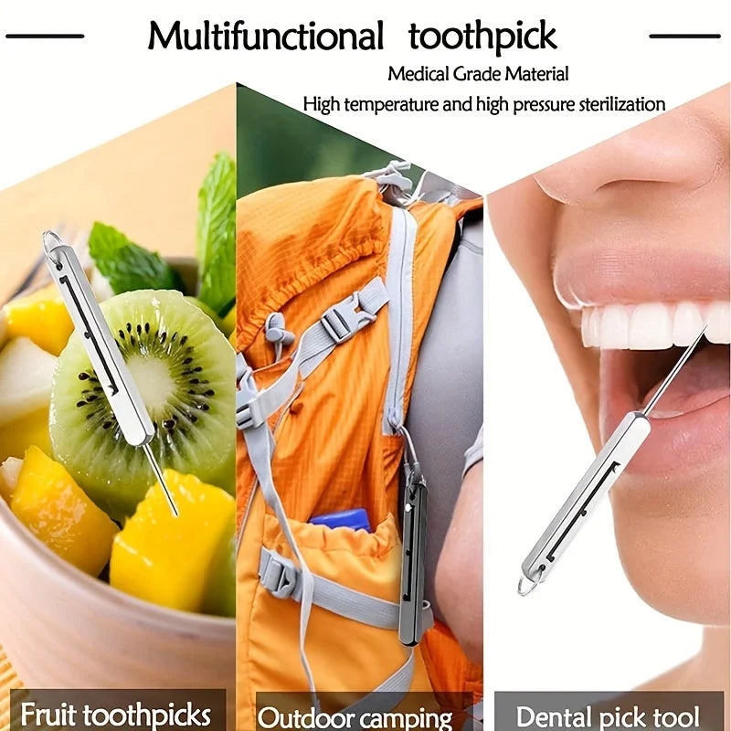 Telescopic Toothpick Tool - Steel Pick for Oral Care Routines