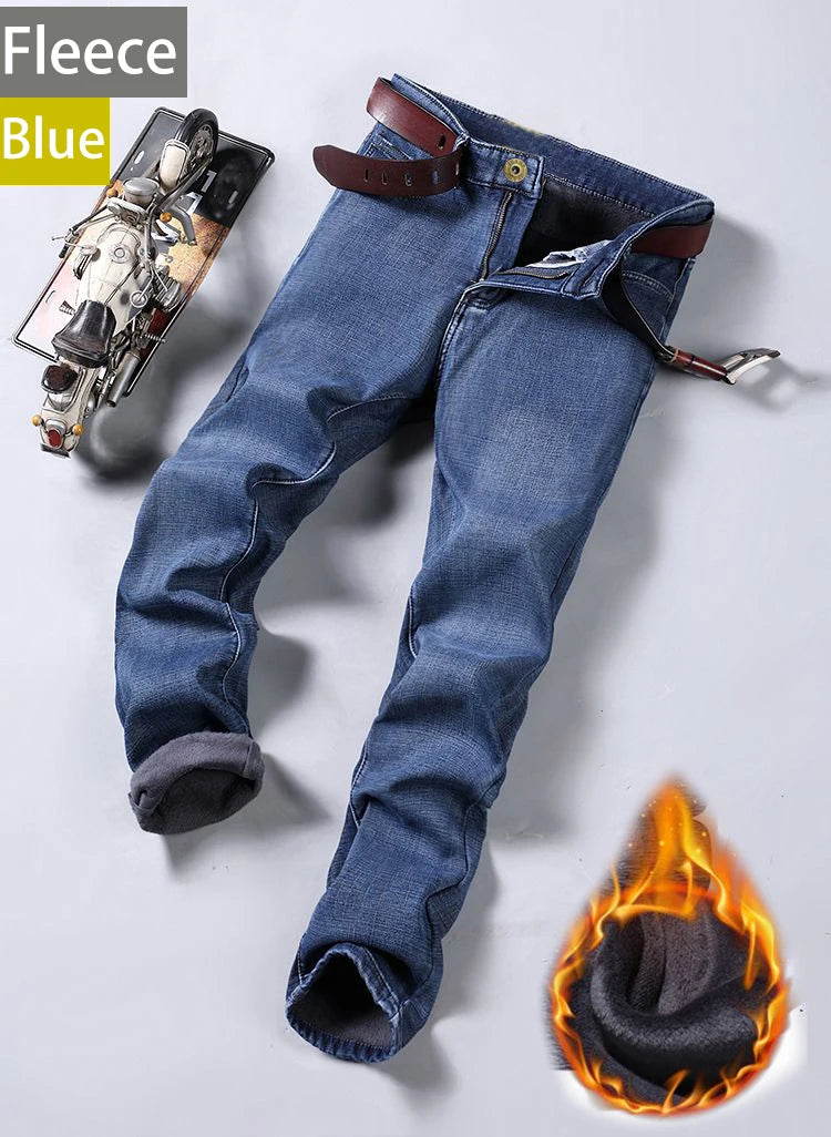Men's Straight Stretch Jeans - Classic Casual Denim Pants - Sbluejr