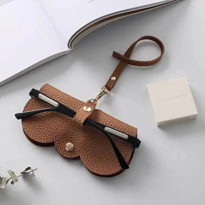 PU Eyewear Case - Hanging Sunglasses Storage Holder - Brown