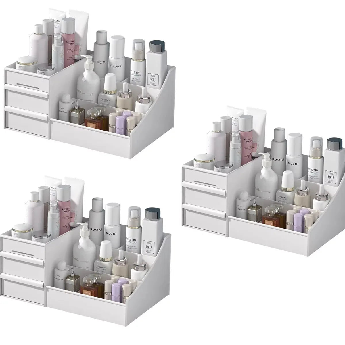 White Drawer Makeup Storage Box - For Desk and Office Organization