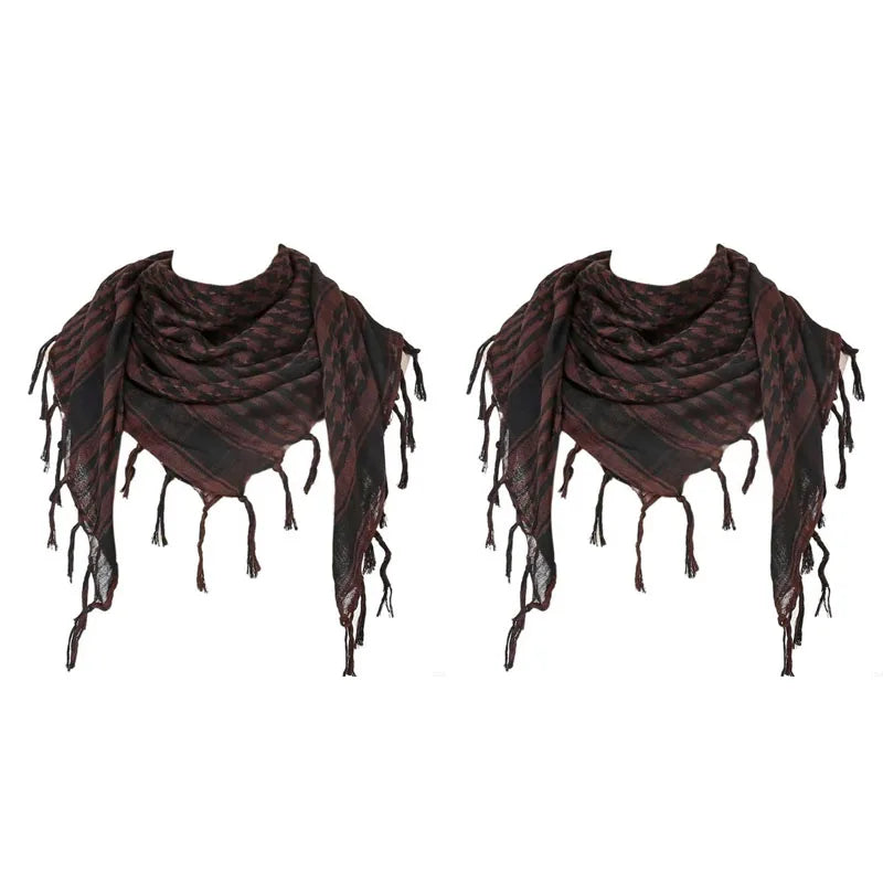 Keffiyeh Scarf Wrap - Lightweight Shemagh Head and Neck Scarf - 2 Pieces-Coffee