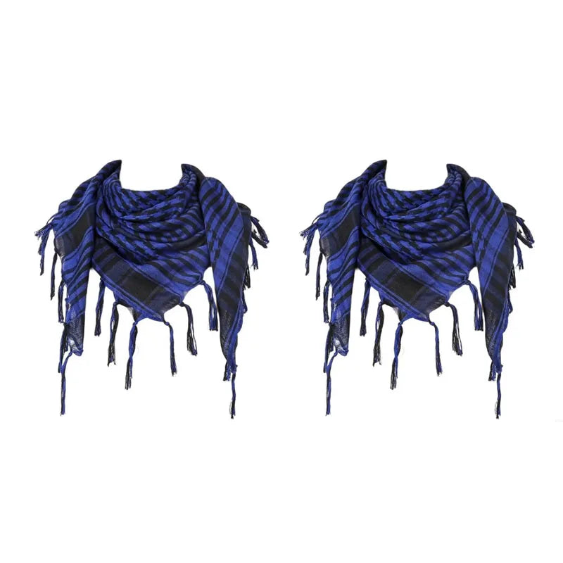 Keffiyeh Scarf Wrap - Lightweight Shemagh Head and Neck Scarf - 2 Pieces-Blue