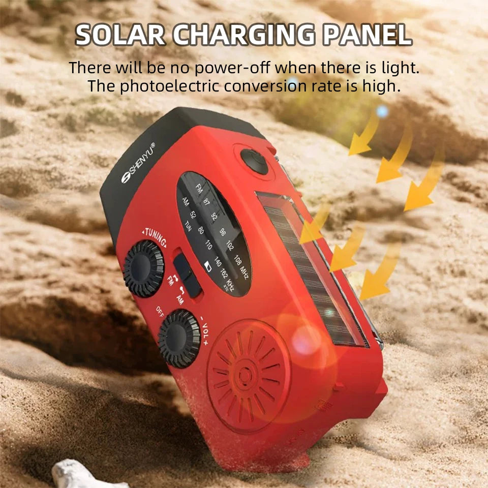 Hand-Crank Outdoor Radio - Solar Charging Light Radio