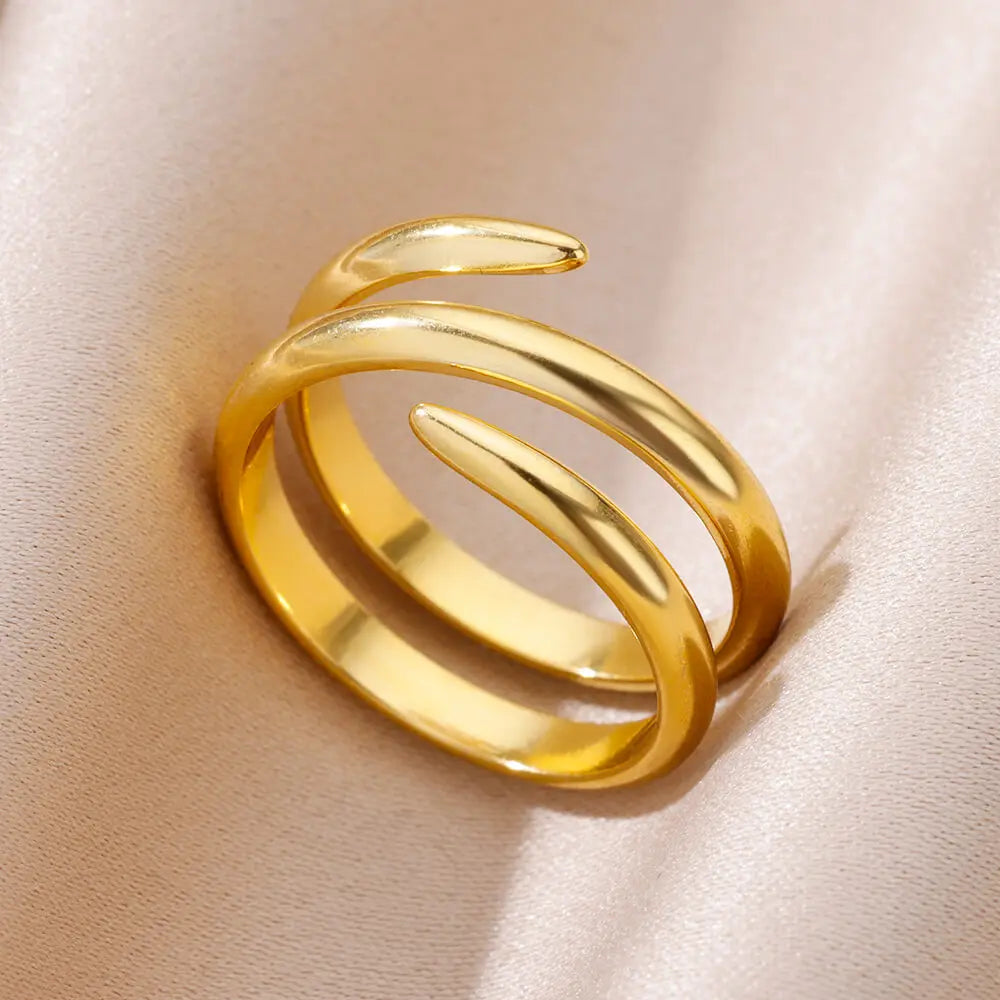 Gold-Color Stainless Steel Ring - Classic Fashion Jewelry - 3 / Gold Color