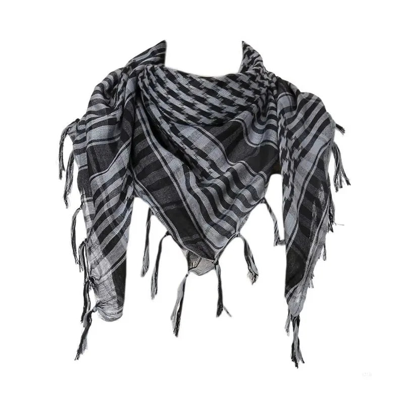 Keffiyeh Scarf Wrap - Lightweight Shemagh Head and Neck Scarf - 1 Piece-Gray