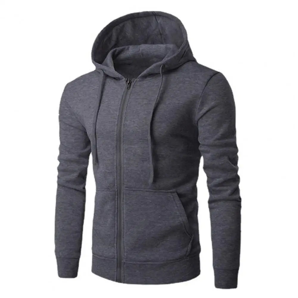 Men's Zip Hoodie - Slim Fit Casual Sweatshirt Jacket - Dark Gray