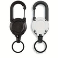 Retractable Badge Reel Keychain - Carabiner Clip for Travel - 2 Pieces Black And White