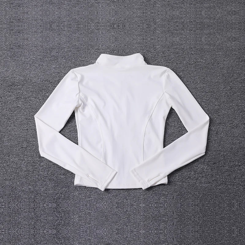Women's Sport Jacket - Zip-Front Yoga Training Top - White