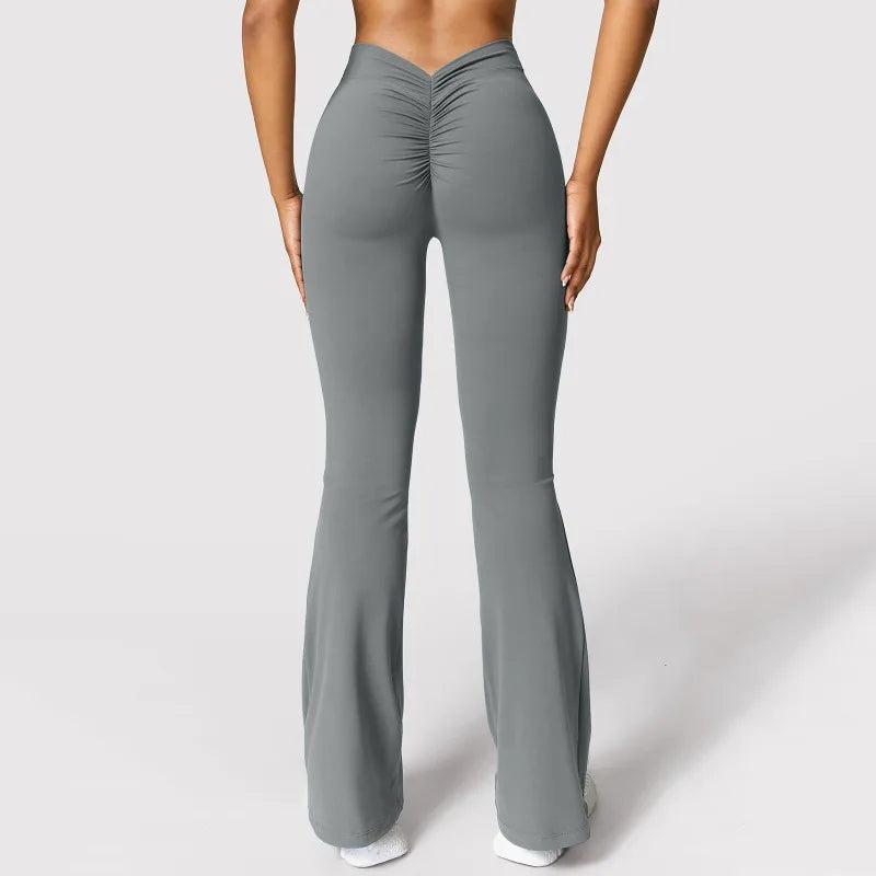 V-Back Waist Leggings - Solid Slim Casual Sports Pants