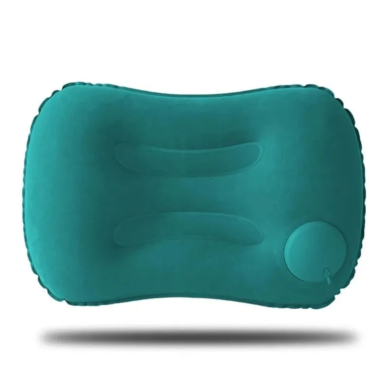 Inflatable Travel Pillow - Compact Support for Trips and Camping - Peacock Blue