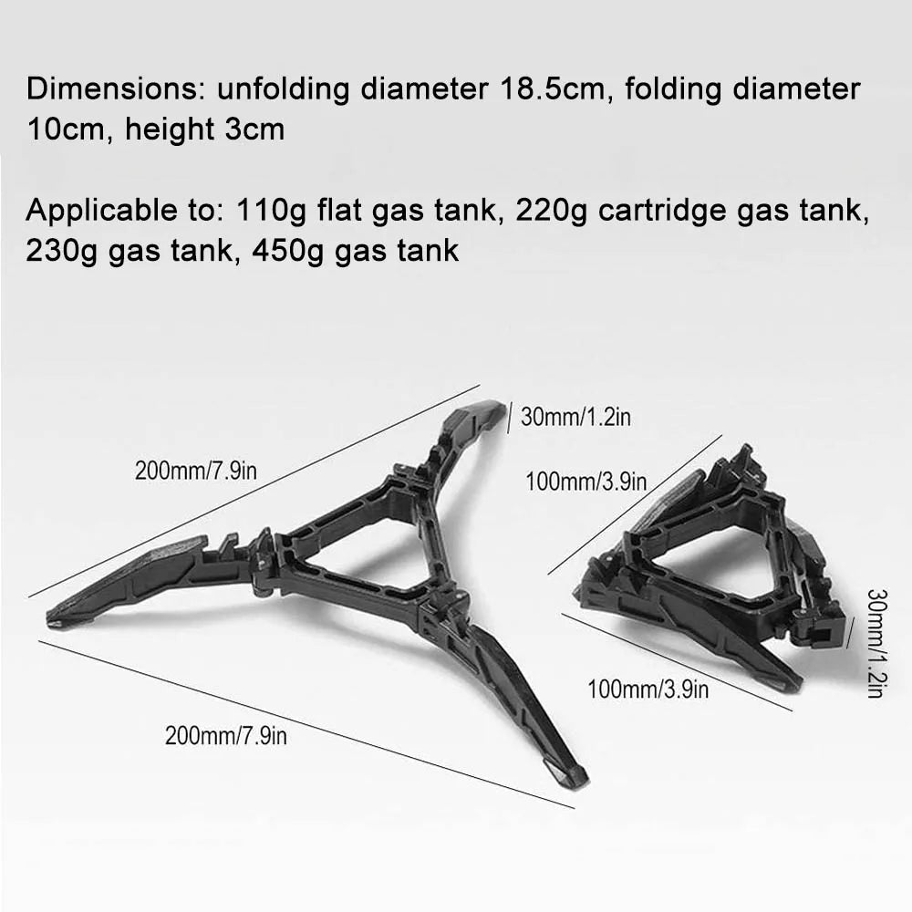 Folding Gas Canister Stand - Three-Leg Base for Camping Stoves
