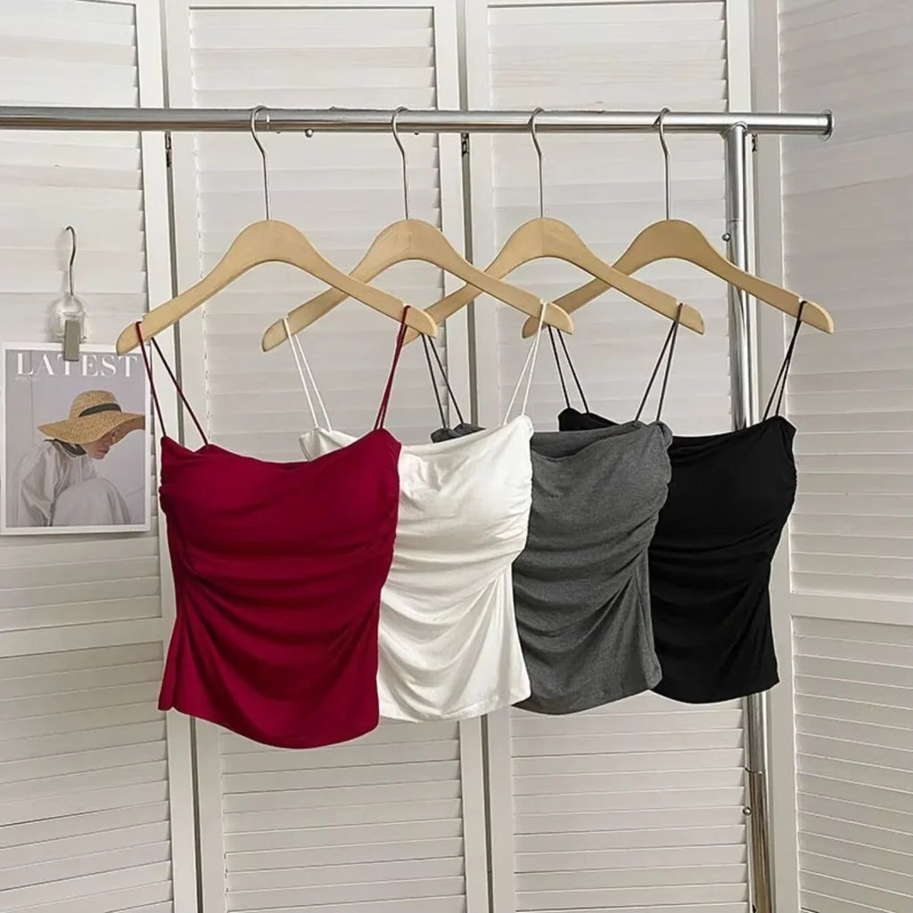 Women's Halter Tank Top - Built-In Bra Casual Cami
