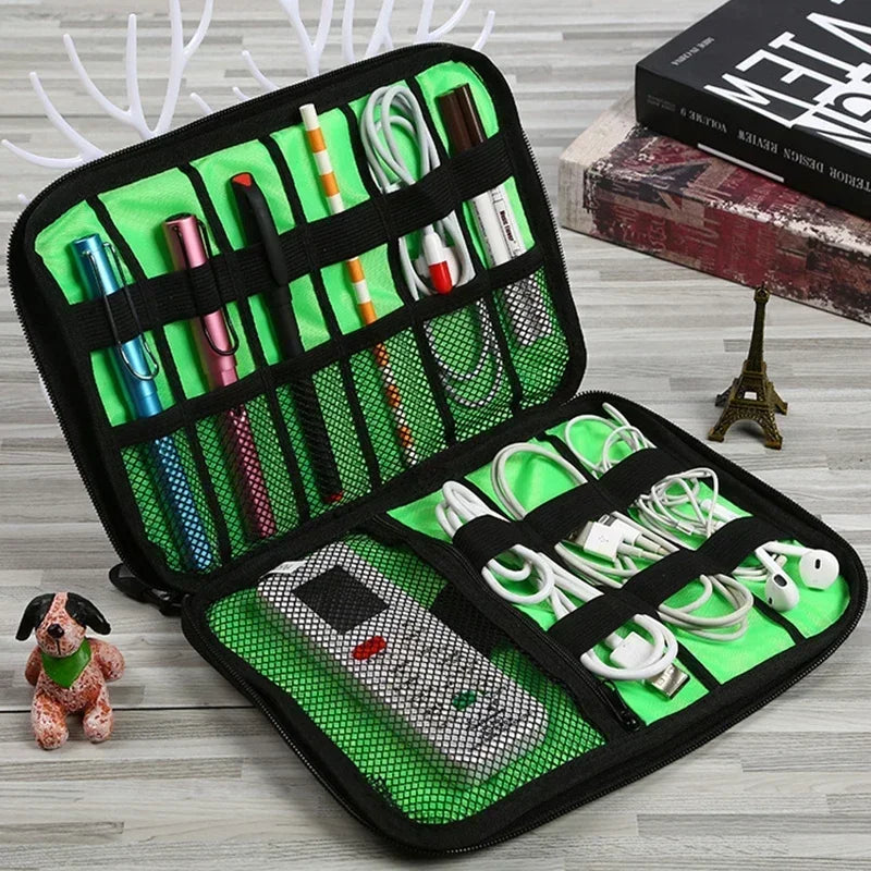 Black Green Storage Bag Electronic - For Travel and Daily Carry