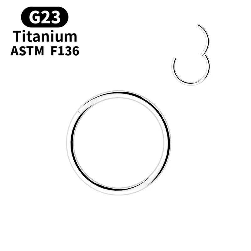 Titanium Hinged Nose Hoop - Body Jewelry Ring - S1-1 Piece-Silvery