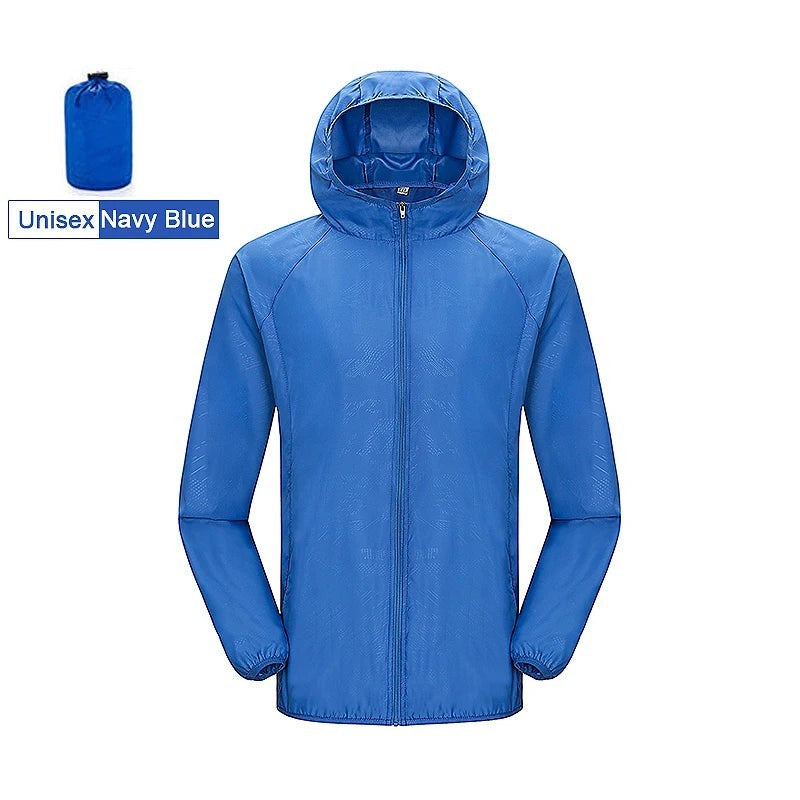 Unisex Hiking Jacket - Lightweight Outdoor Windbreaker Shell - Unisex Navy Blue