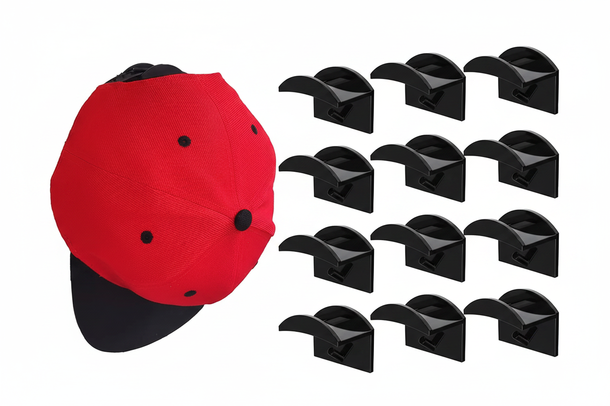 Baseball Hat Wall Hooks - Adhesive Cap Storage for Closets