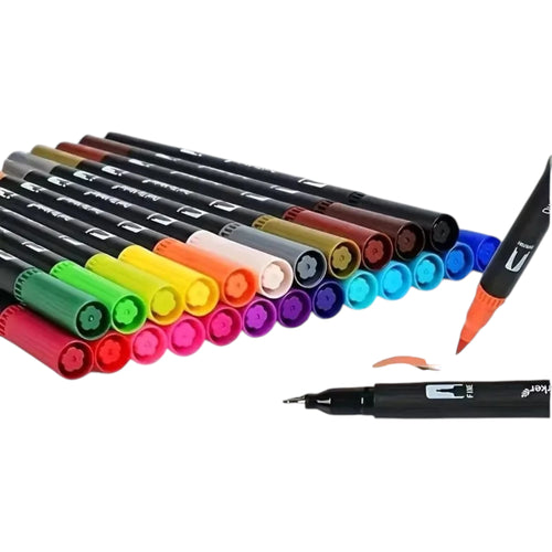 Double-Ended Watercolor Markers - 24-Color Art Set