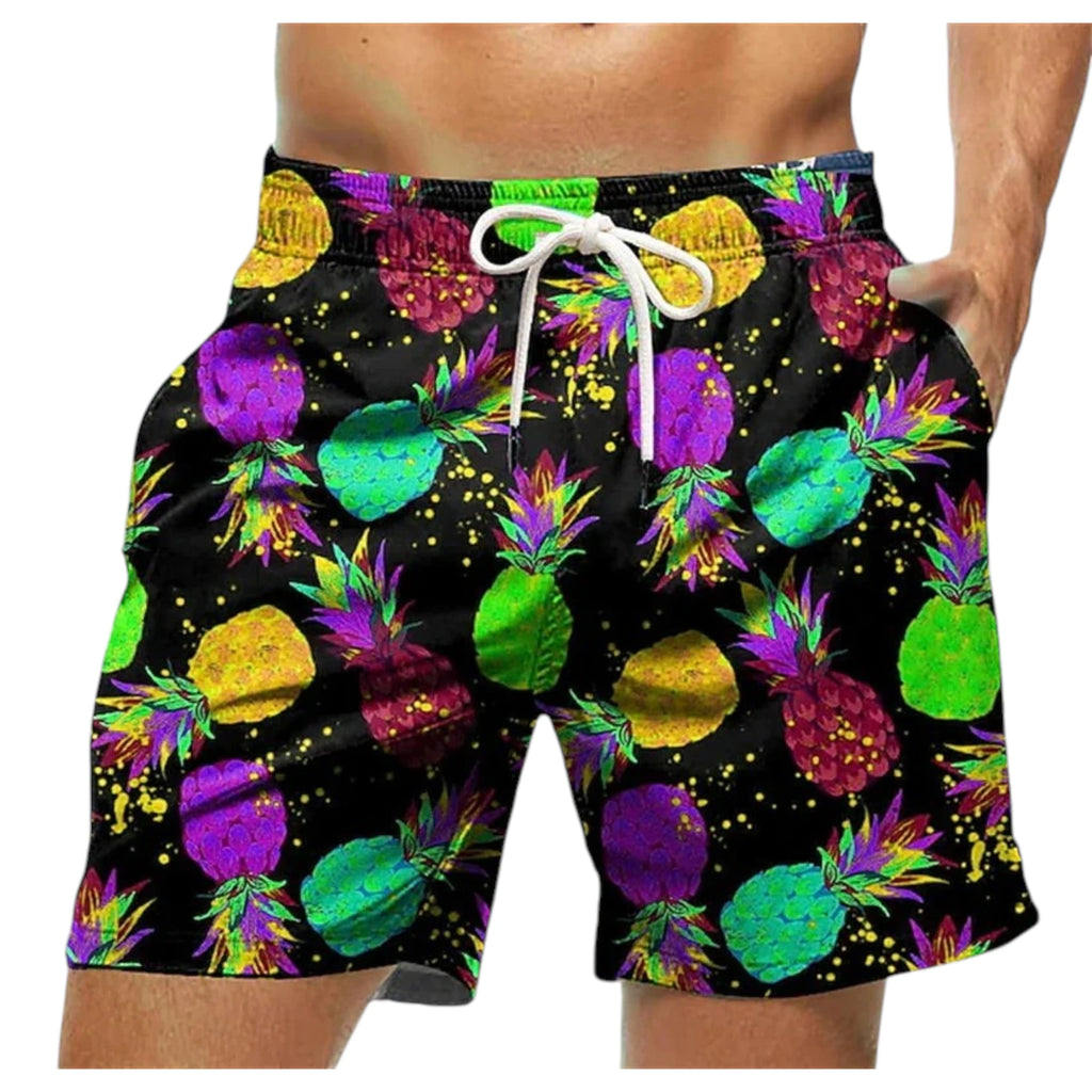 Graffiti Print Board Shorts - Lightweight Beach Swim Trunks