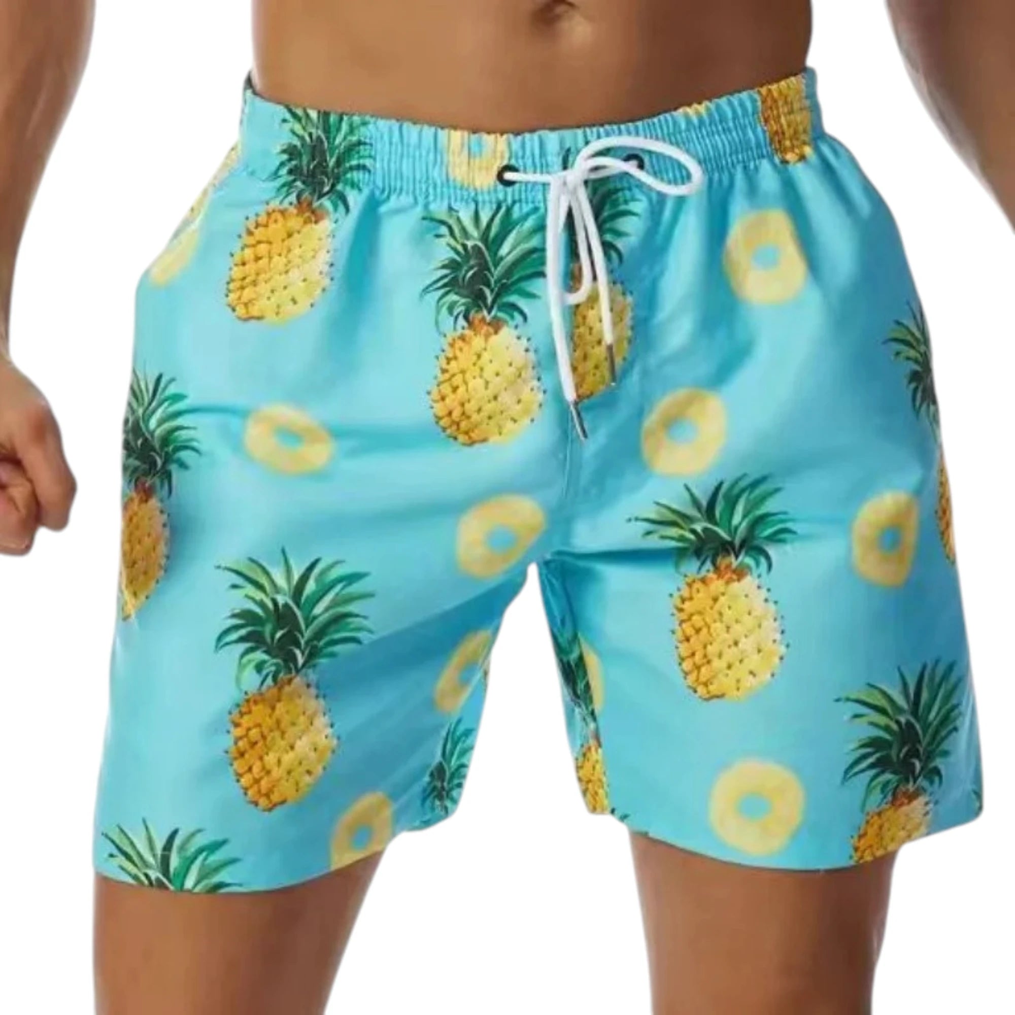 Graffiti Print Swim Shorts - Men's Beach Board Shorts
