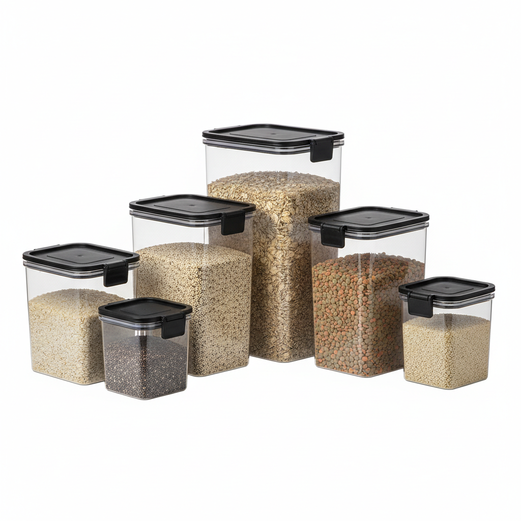 Airtight Grain Storage Jars on white background