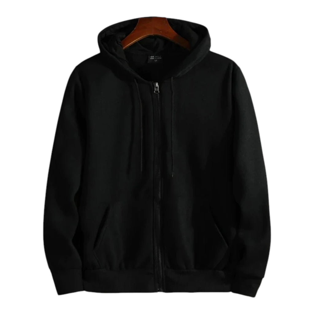 Men's Zip Hoodie - Cotton Blend Long Sleeve Sweatshirt