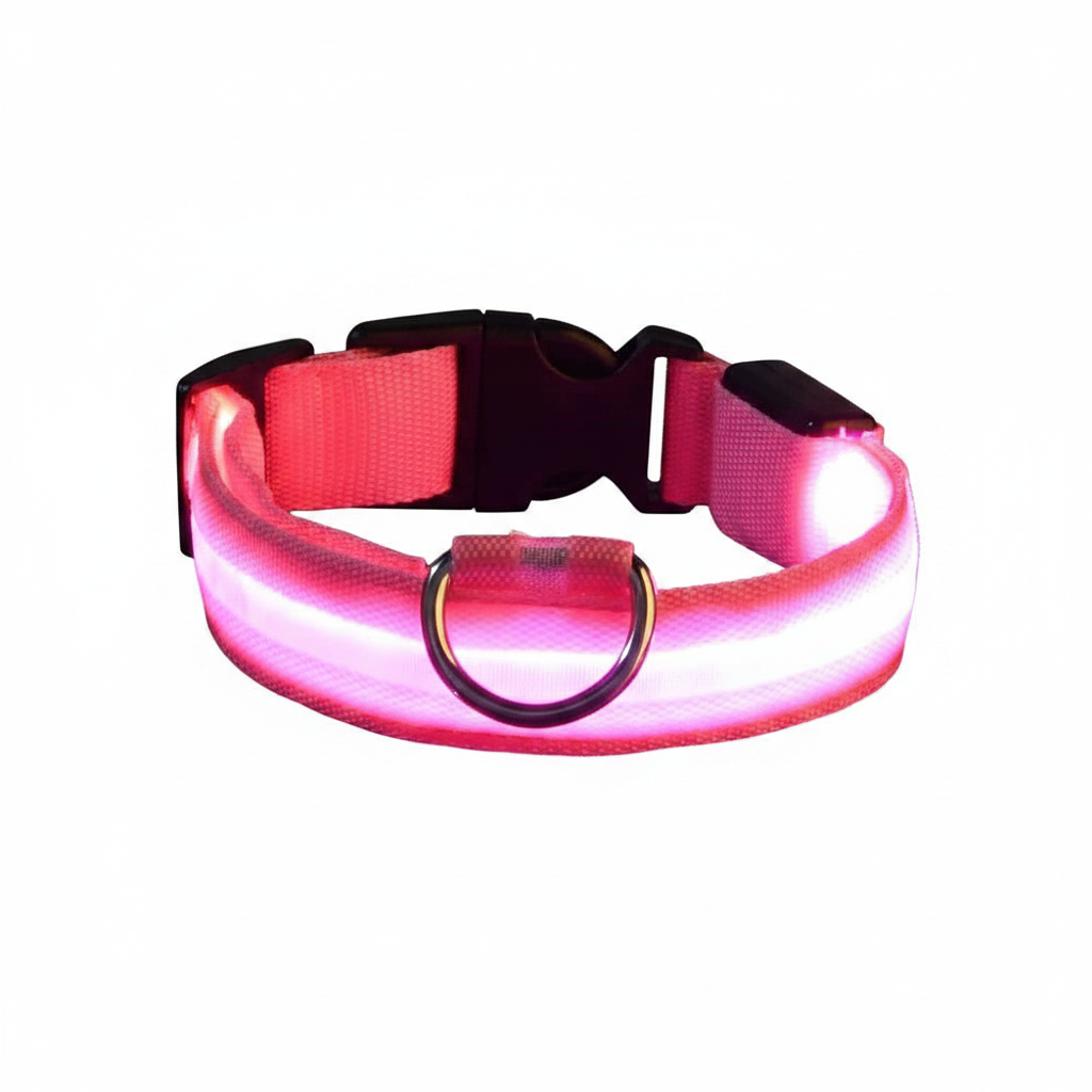LED Nylon Pet Collar - Lighted Collar for Evening Walk Visibility