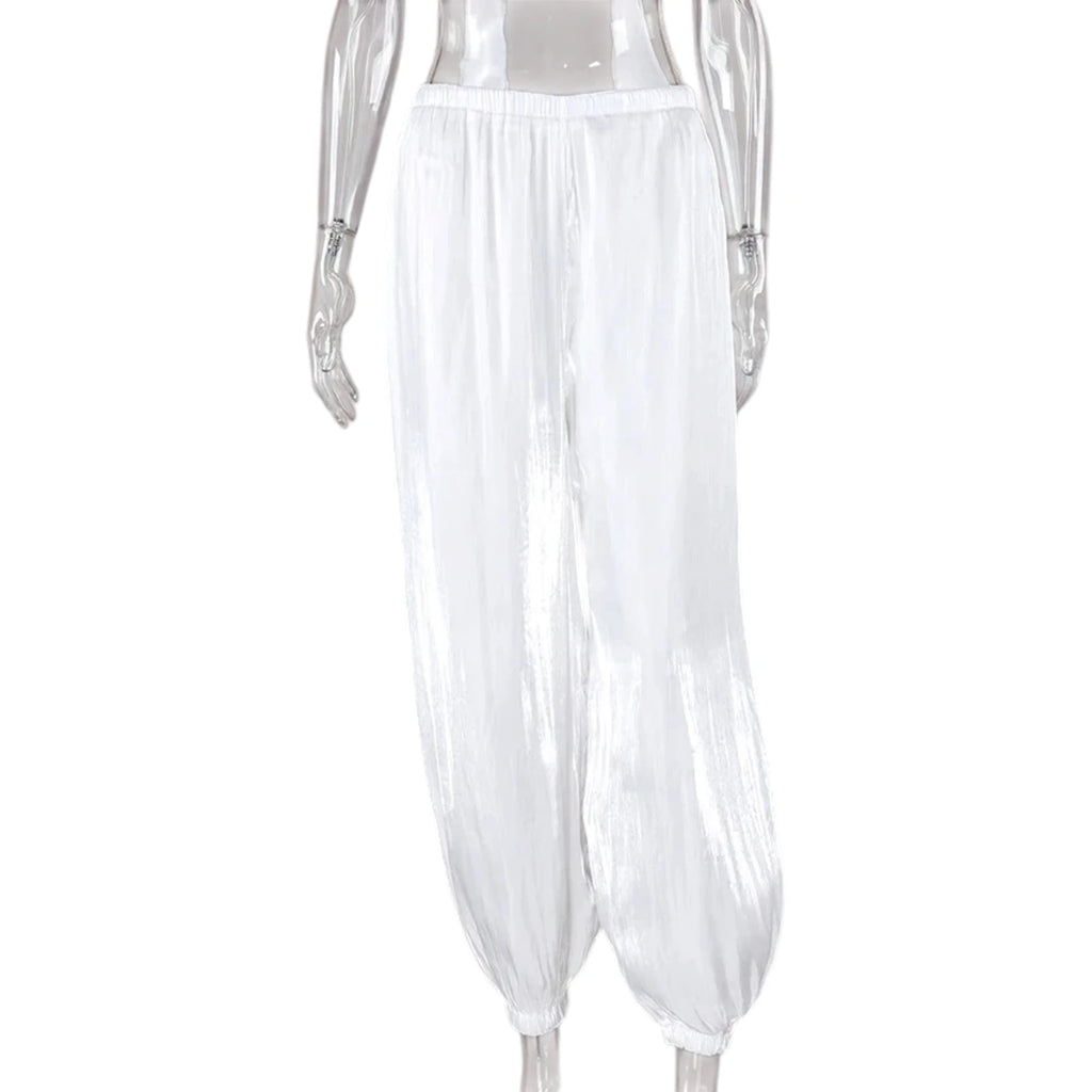 Pleated Wide-Leg Trousers - High Waist Loose Pants