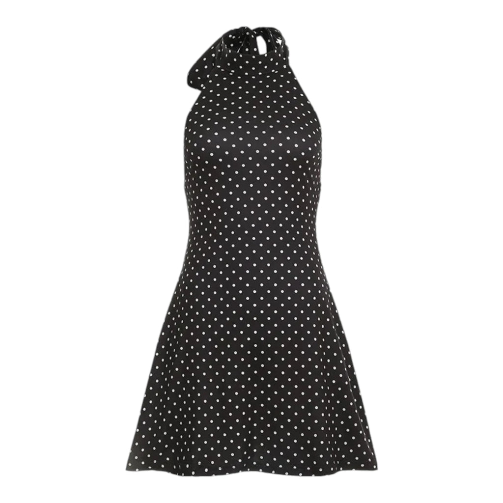 Polka Dot Halter Dress - Sleeveless Mini Party Dress