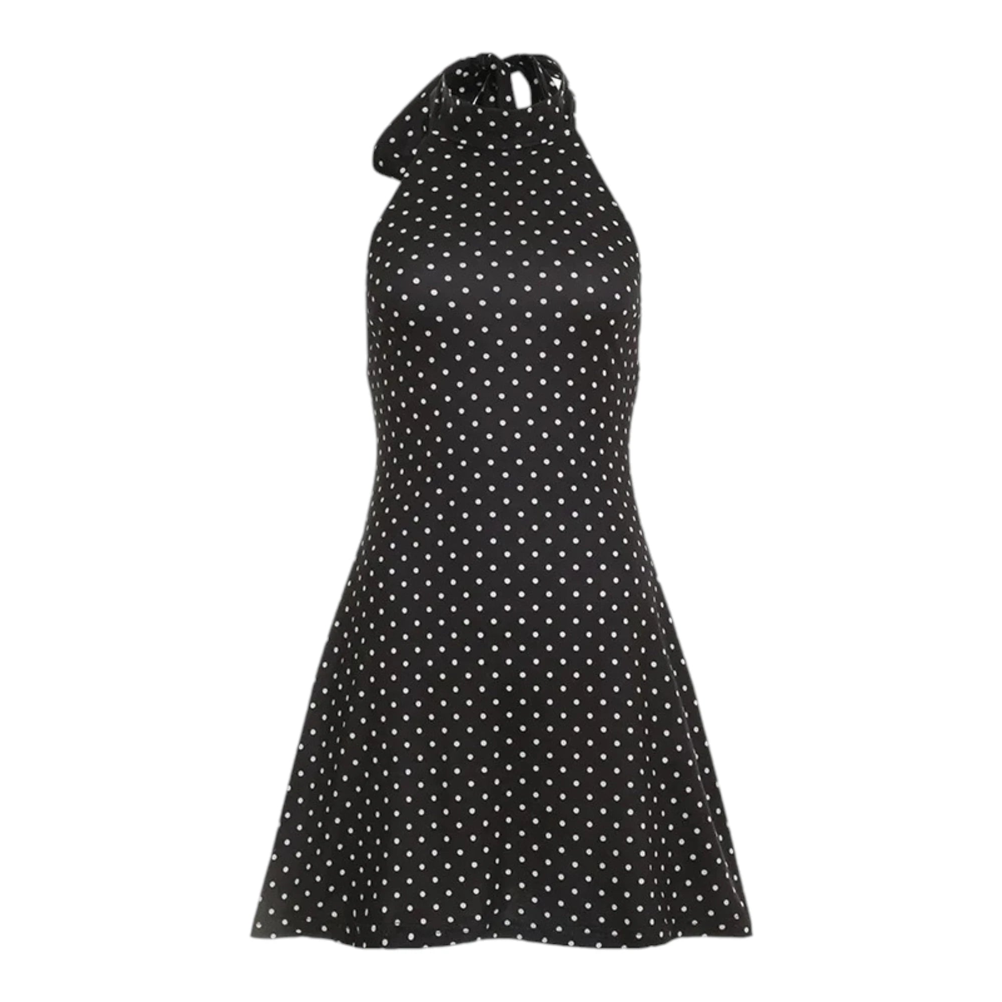 Polka Dot Halter Dress - Sleeveless Mini Party Dress