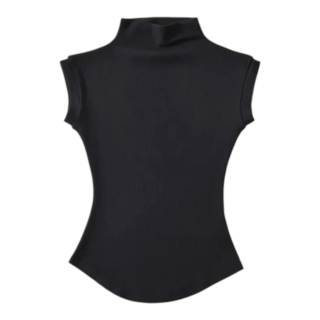 Sleeveless Turtleneck Top - Slim Fit Summer Tee