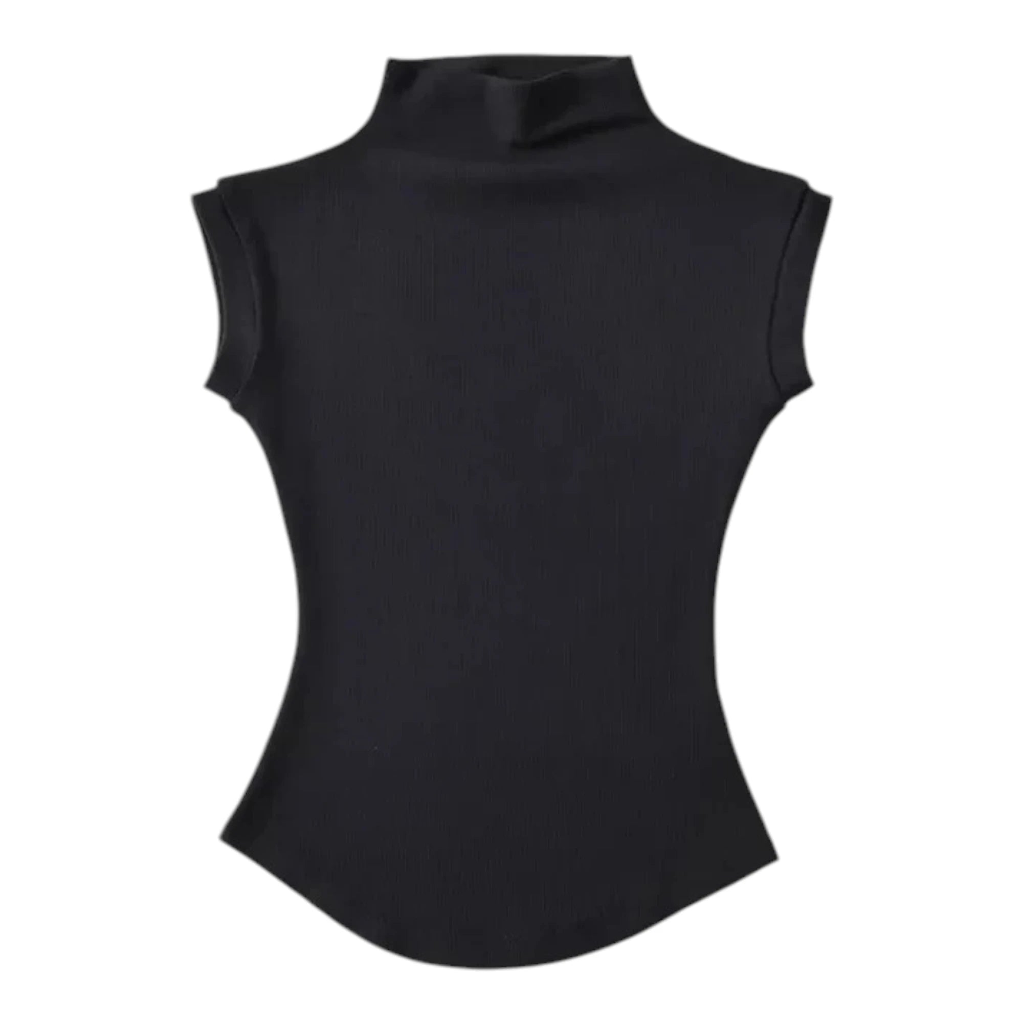 Sleeveless Turtleneck Top - Slim Fit Summer Tee