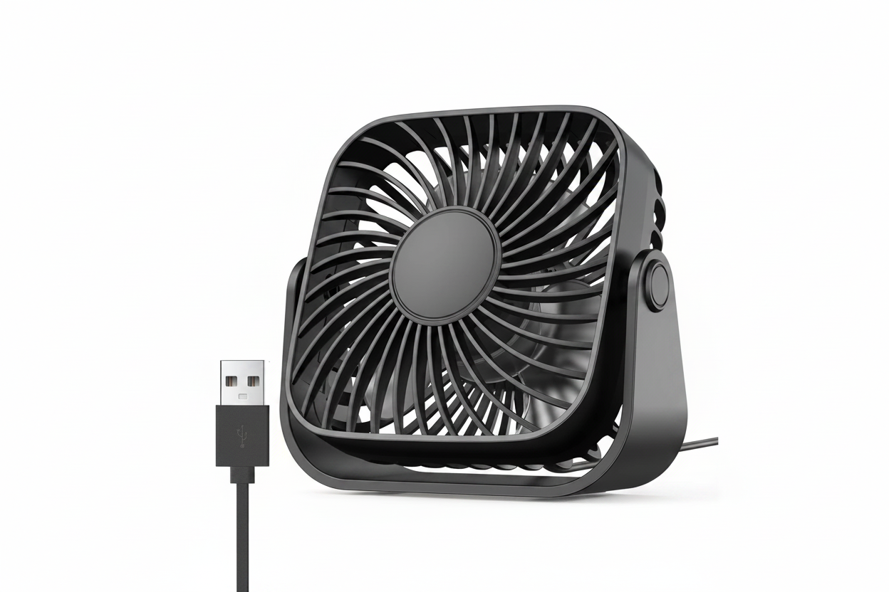 USB Mini Desk Fan – White Background