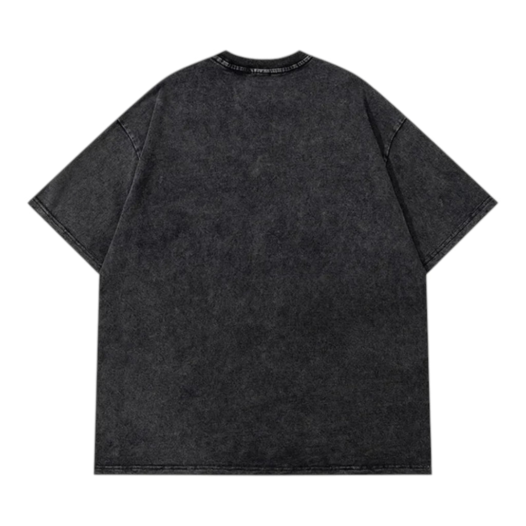 Washed Cotton T-Shirt - Short Sleeve Distressed Casual Top