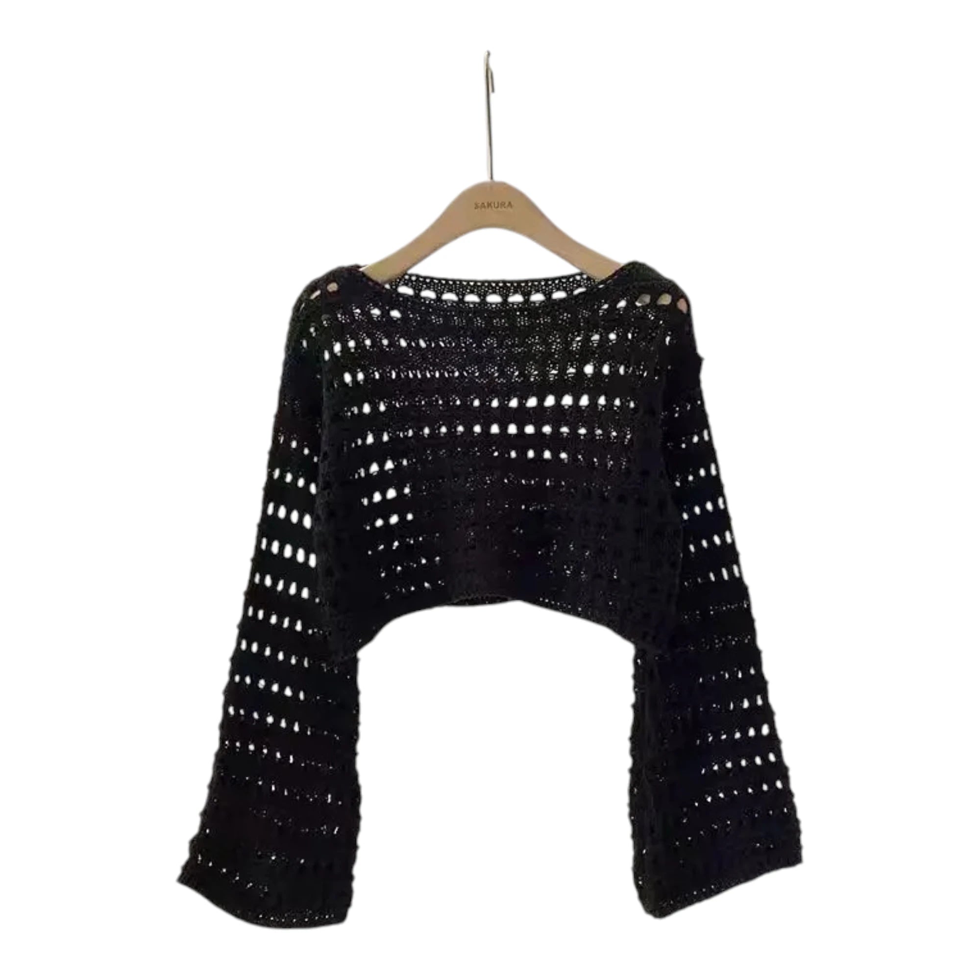 Women's Crochet Cover-Up Top - Long Sleeve Beach Pullover