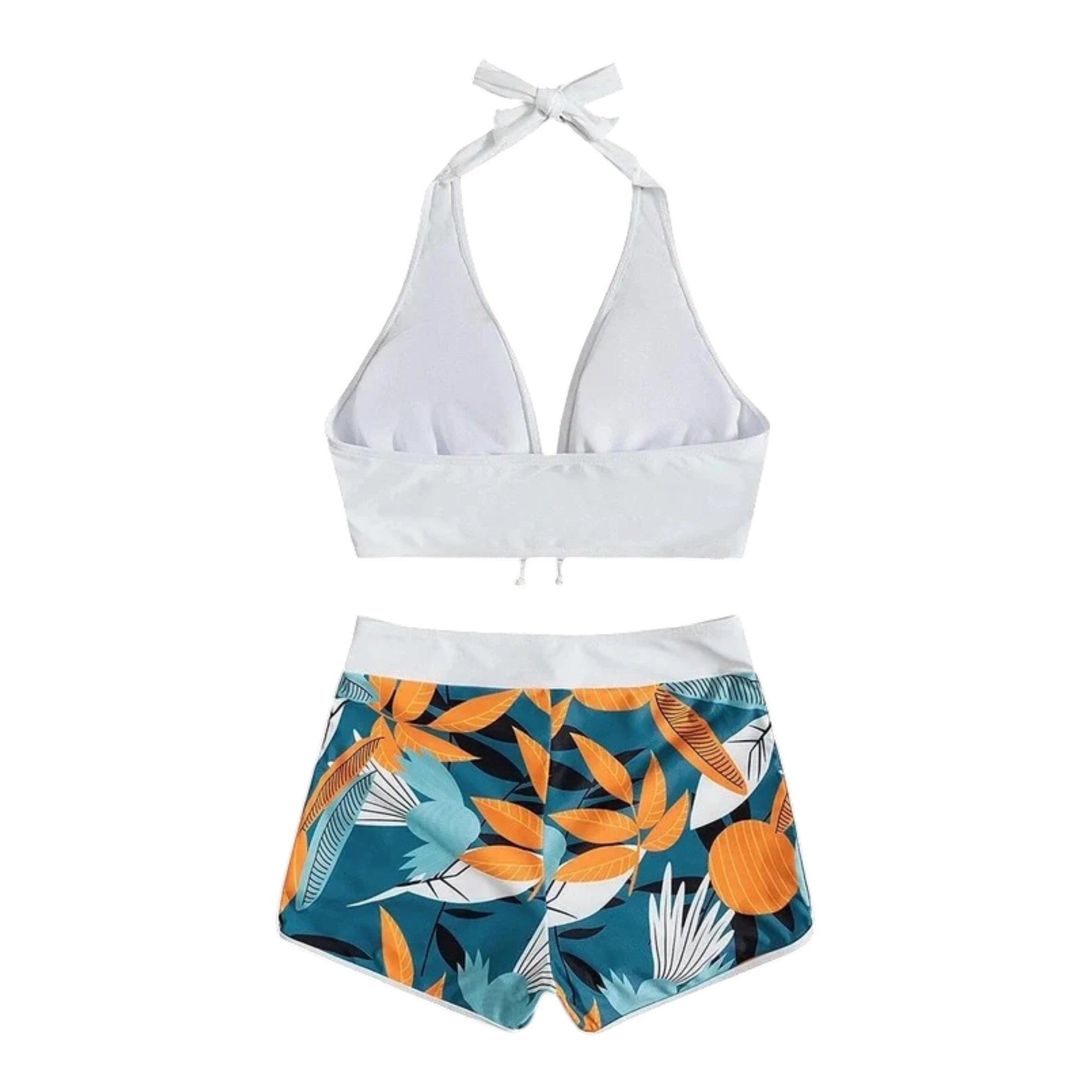 Women's Halter Bikini Set - High-Waist Printed Swimwear