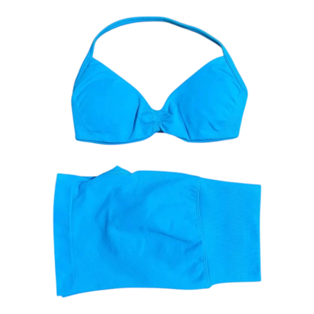 Women's Two-Piece Workout Set - Sports Bra and Shorts