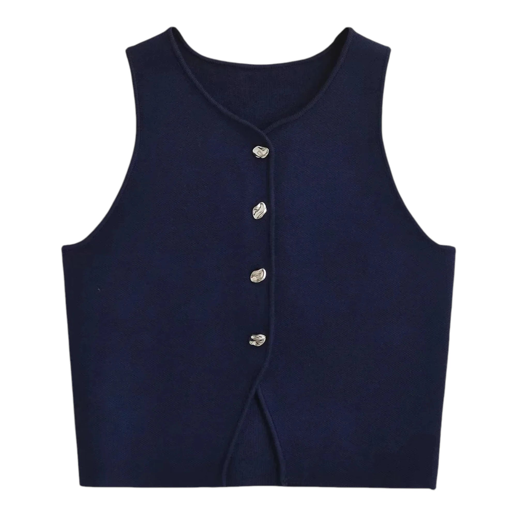 Women's Cropped Knit Vest - Sleeveless Asymmetrical Sweater