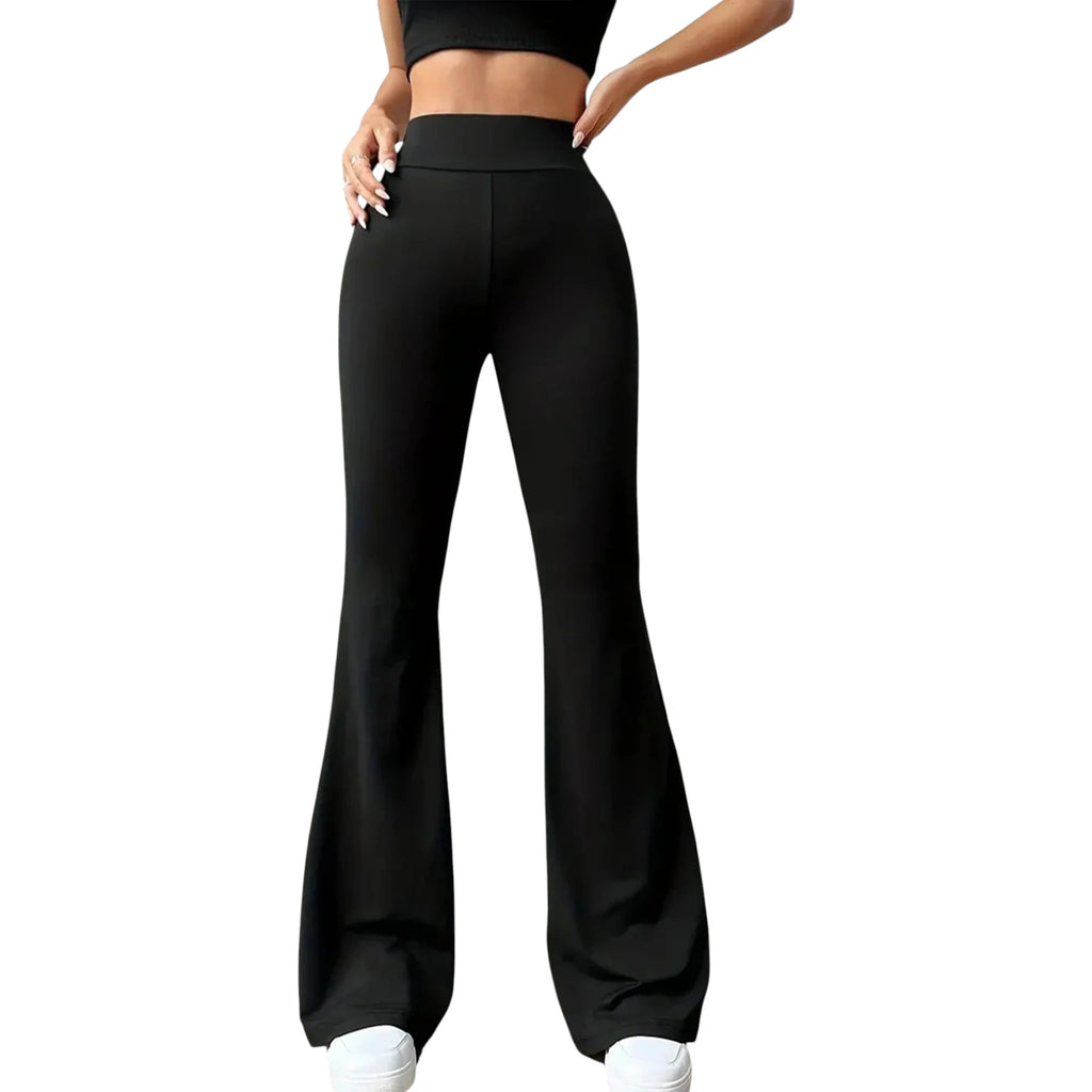 Women's Flared Pants - High Waist Slim Black Leggings