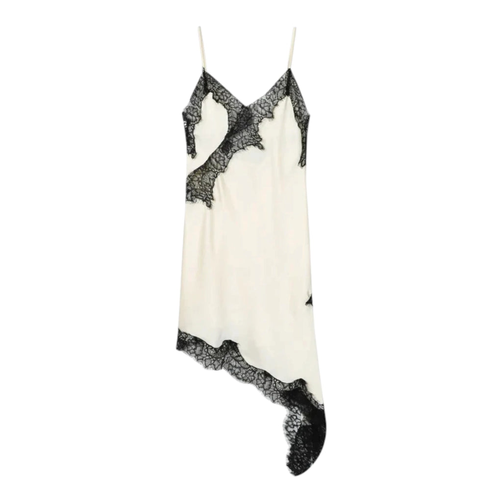 Women's Lace Asymmetric Dress - Sleeveless Slip Dress