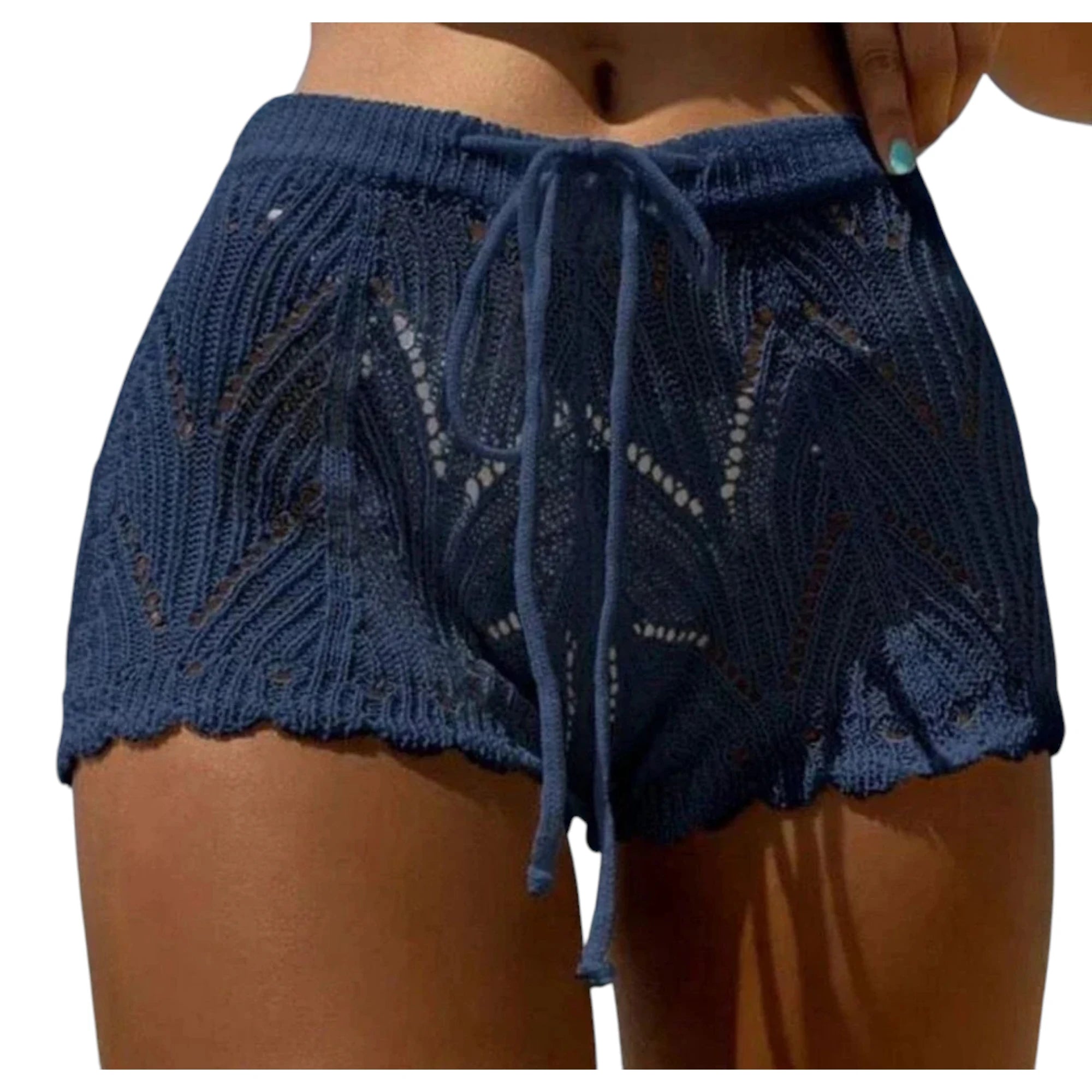 Women's Lace Beach Shorts - Drawstring Bikini Cover-Up Style