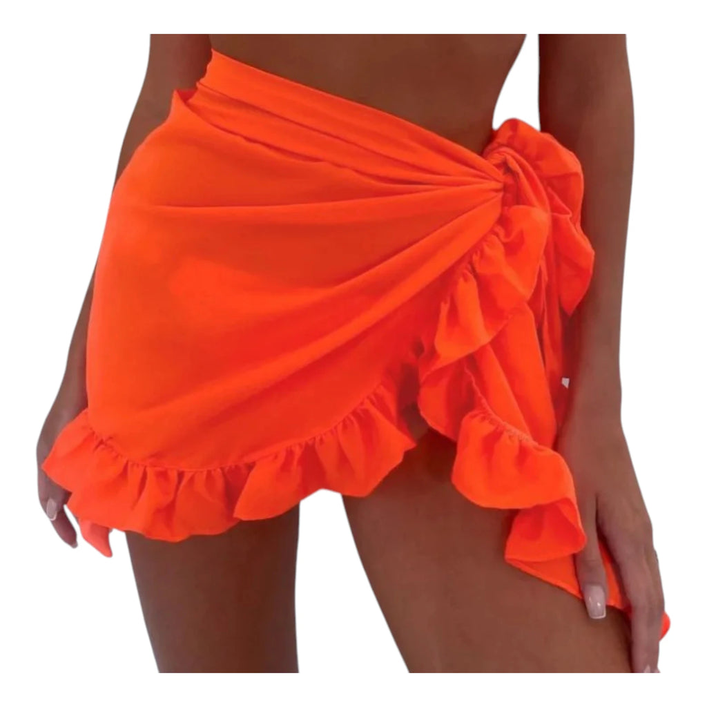 Women's Ruffle Bikini Cover-Up - Short Beach Sarong Skirt